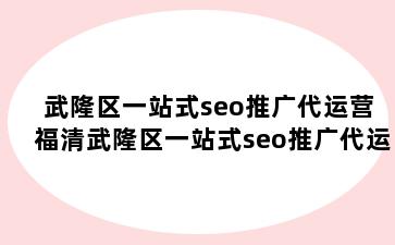 武隆区一站式seo推广代运营 福清武隆区一站式seo推广代运营公司